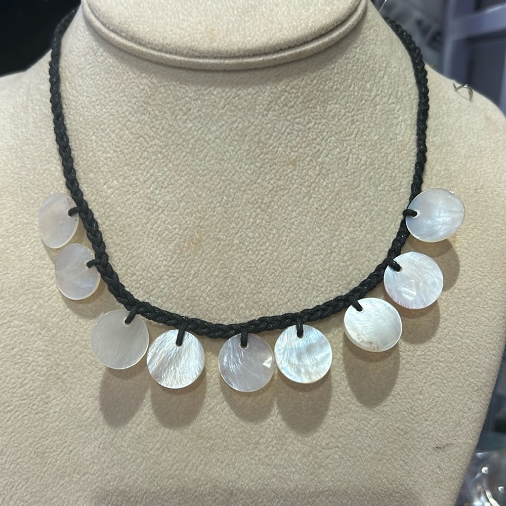 Mother of Pearl Cord Braid 12”-  14” Necklace-boutique